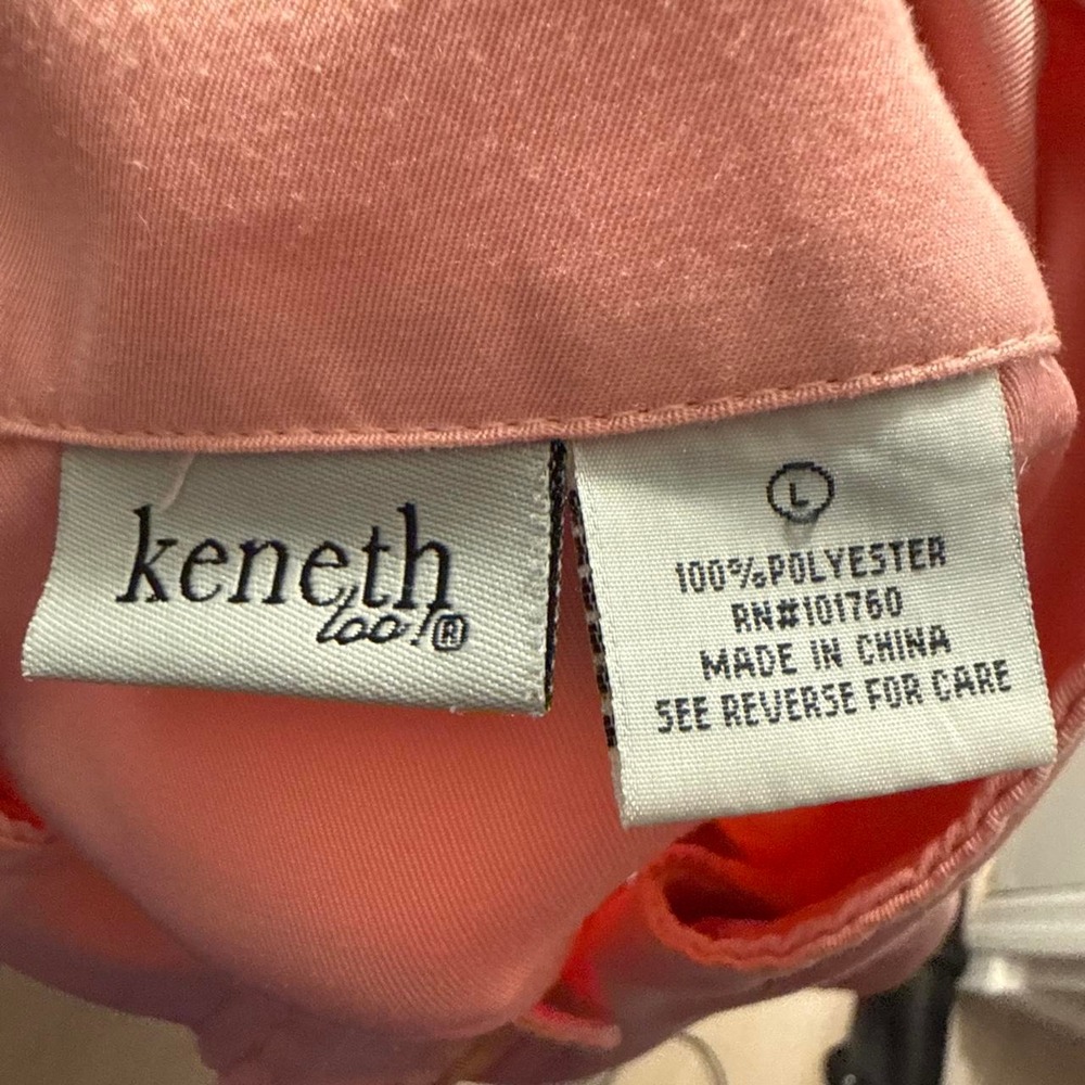 Keneth Too Womens Pink Mock Neck Zip Up Jacket Drawstring Waist Size L